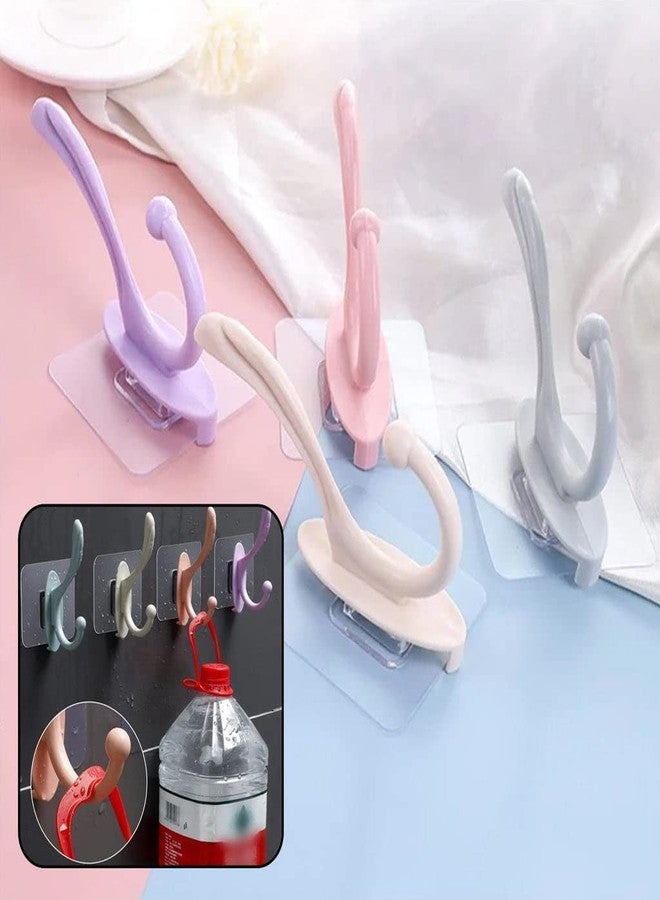 EBOFAB Self-Adhesive Hook Key Holder Wall Hook for Home Decor and Self-Adhesive Door Hook (Multi Color) (4) Plastic - Image 4